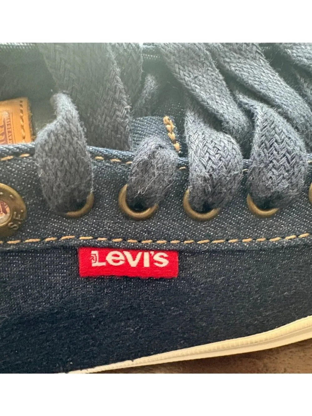 Levi's Mens Denim Sneakers Size 8 Navy Blue Lace Up Casual Y2K Streetwear Shoes